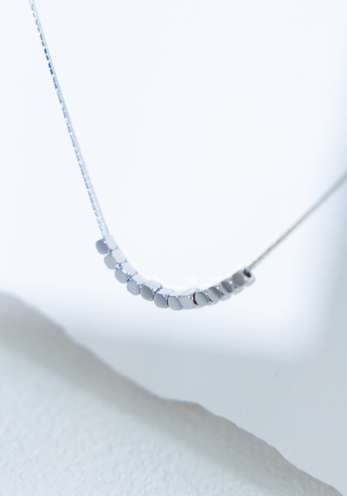 목걸이 可移動小方塊項鍊 / 銀色