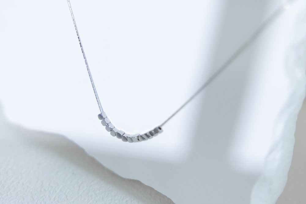 목걸이 可移動小方塊項鍊 / 銀色