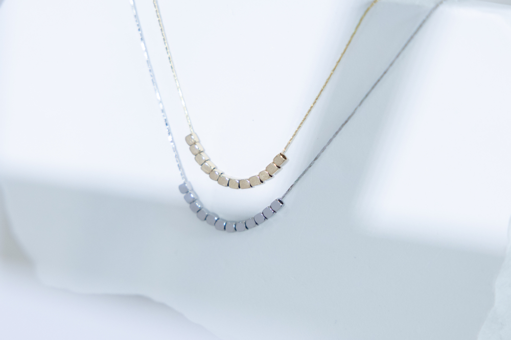 목걸이 可移動小方塊項鍊 / 銀色