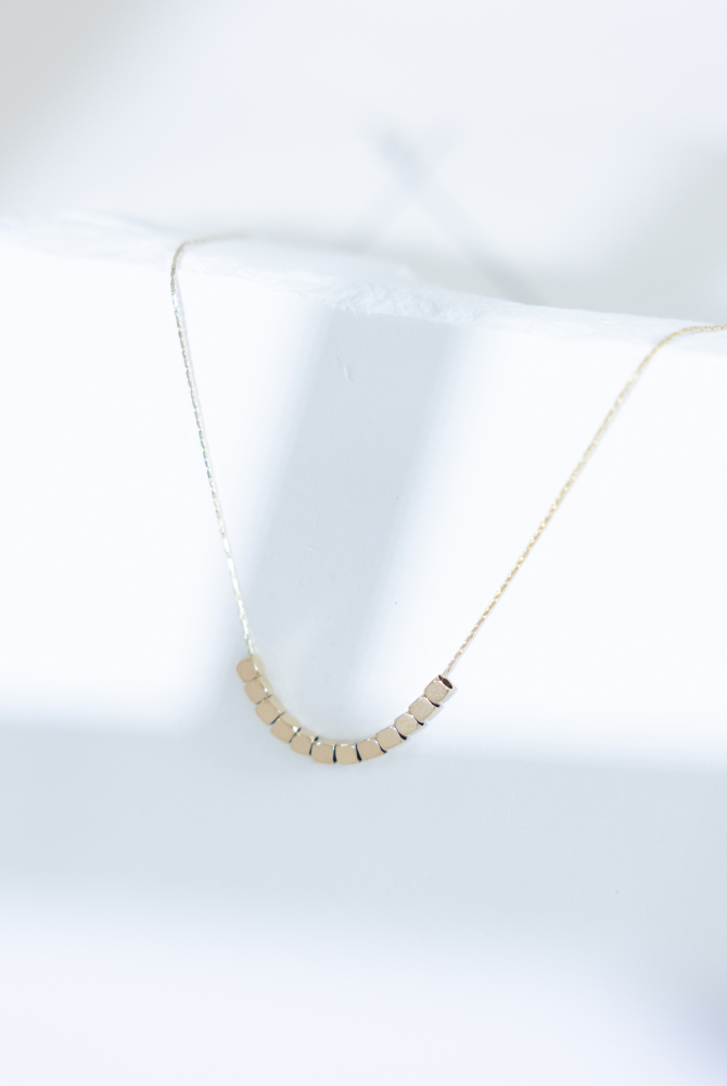 목걸이 可移動小方塊項鍊 / 金色