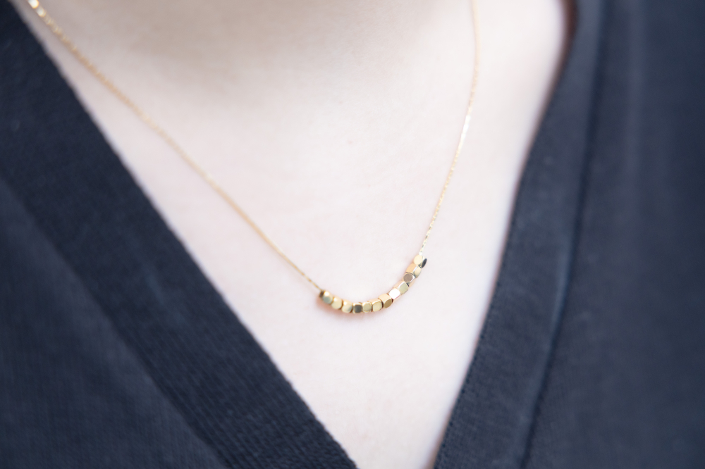 목걸이 可移動小方塊項鍊 / 金色