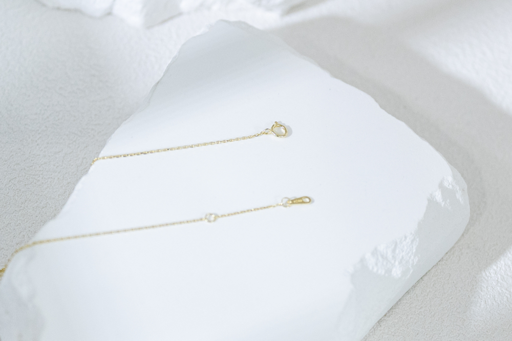 목걸이 雙環小鋯石項鍊 /  金色