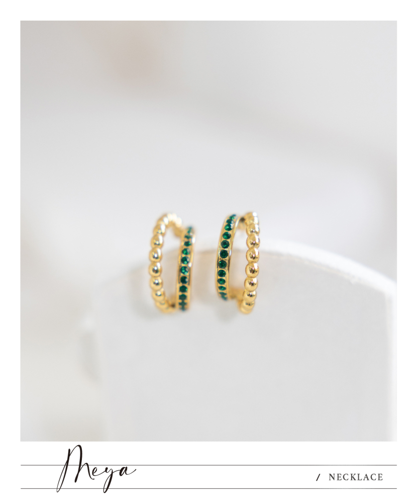 귀걸이 兩半圓弧耳環 /金色