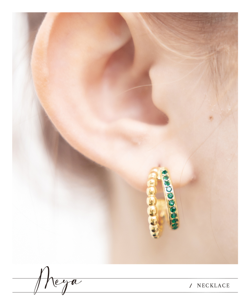 귀걸이 兩半圓弧耳環 /金色