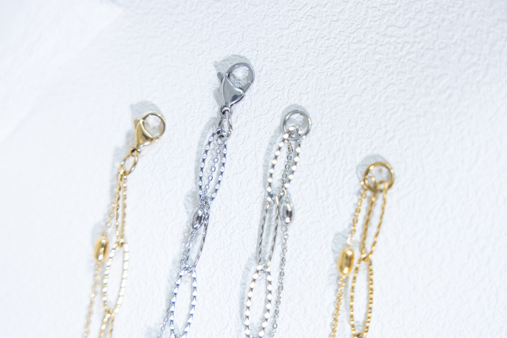 목걸이 小豆橢圓雙層項鍊 / 銀色