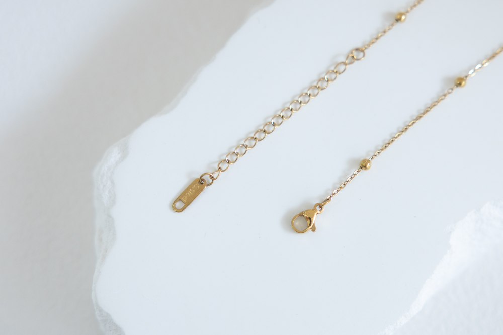 목걸이 大小圓珠間隔Y字鍊 / 金色