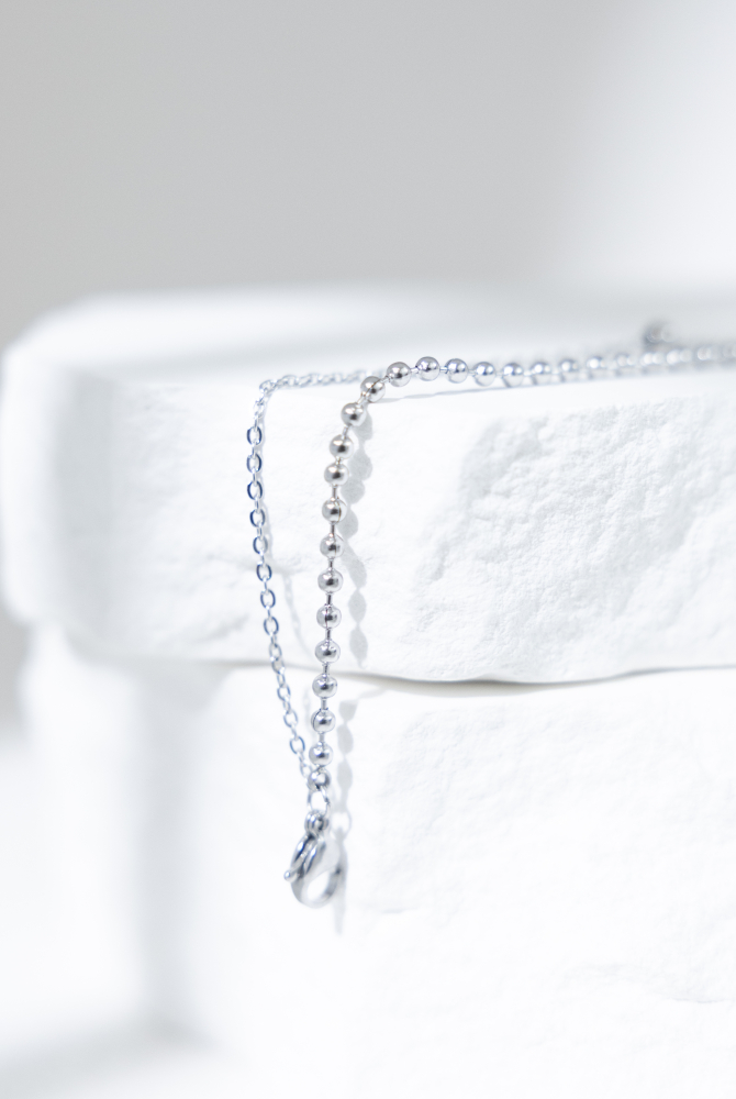팔찌 圓珠雙層鍊 / 銀色