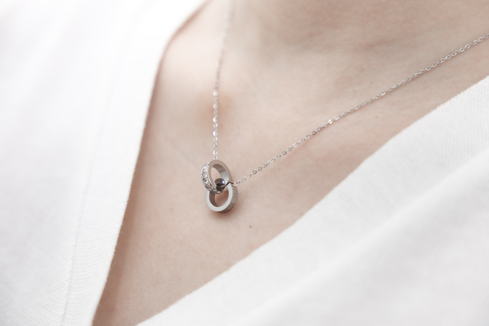 목걸이 雙圈相扣羅馬數字項鍊 / 銀色