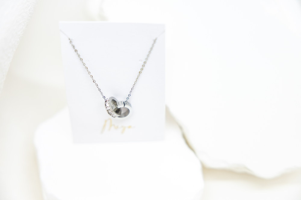 목걸이 雙圈相扣羅馬數字項鍊 / 銀色