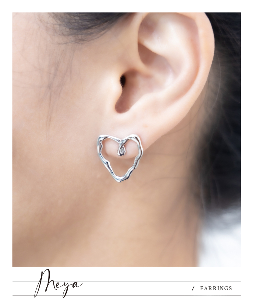 귀걸이 平空心愛心耳環 / 銀色