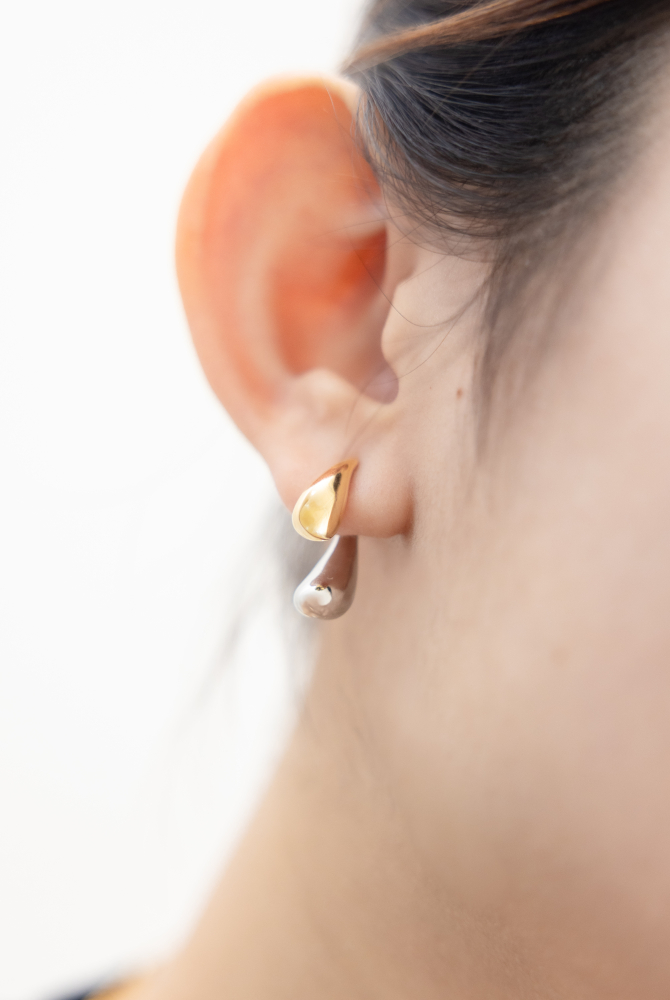 귀걸이 金銀雙色大小水滴耳環