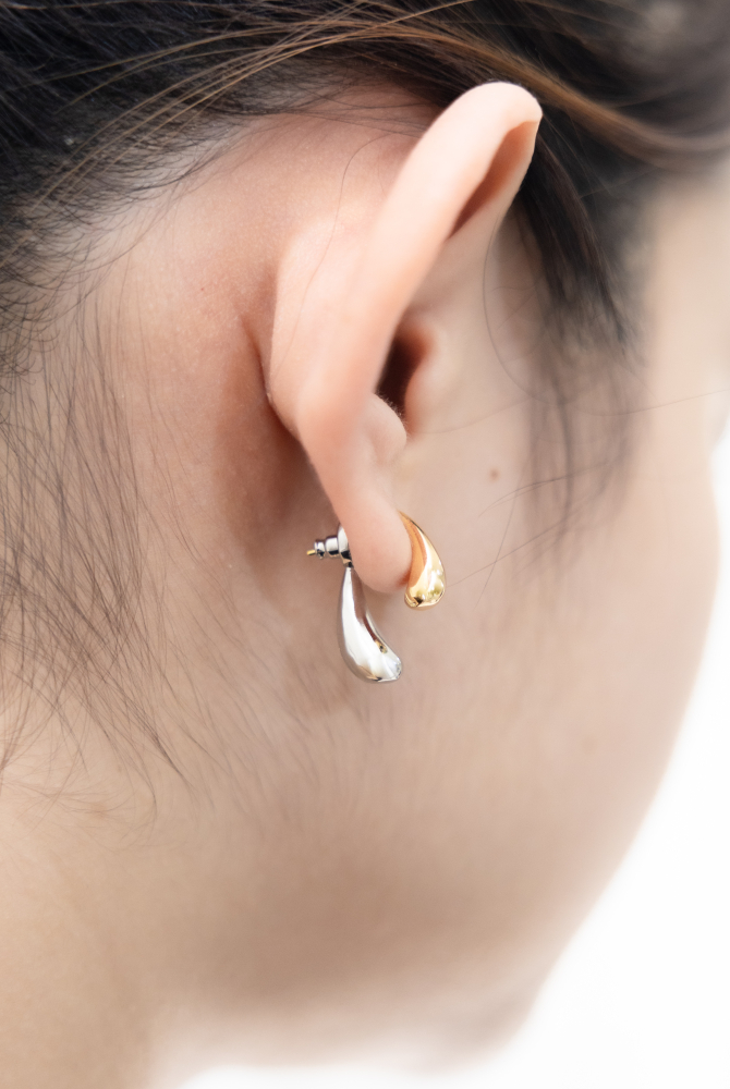 귀걸이 金銀雙色大小水滴耳環