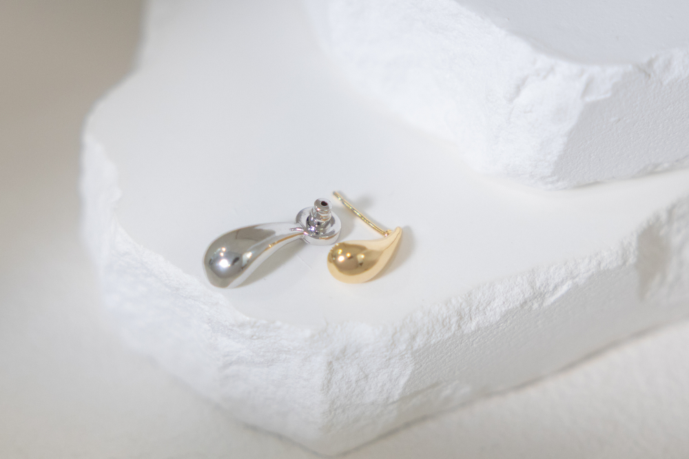 귀걸이 金銀雙色大小水滴耳環