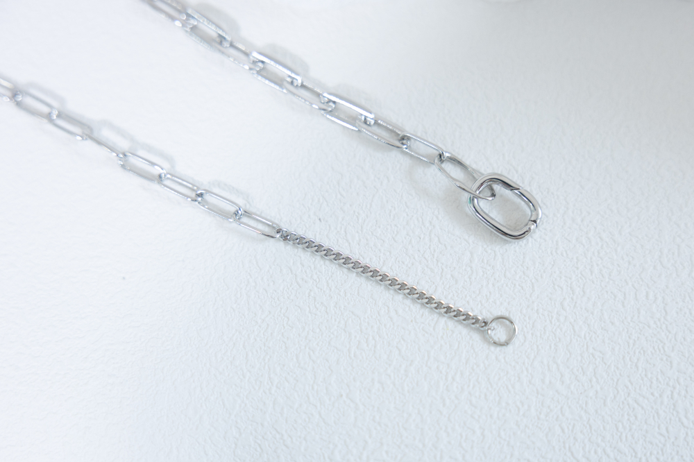 목걸이 粗橢圓鍊中間串喜平鍊金色橢圓環項鍊 / 銀色