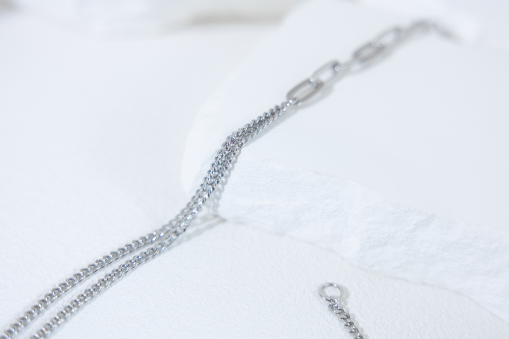 목걸이 粗橢圓鍊中間串喜平鍊金色橢圓環項鍊 / 銀色