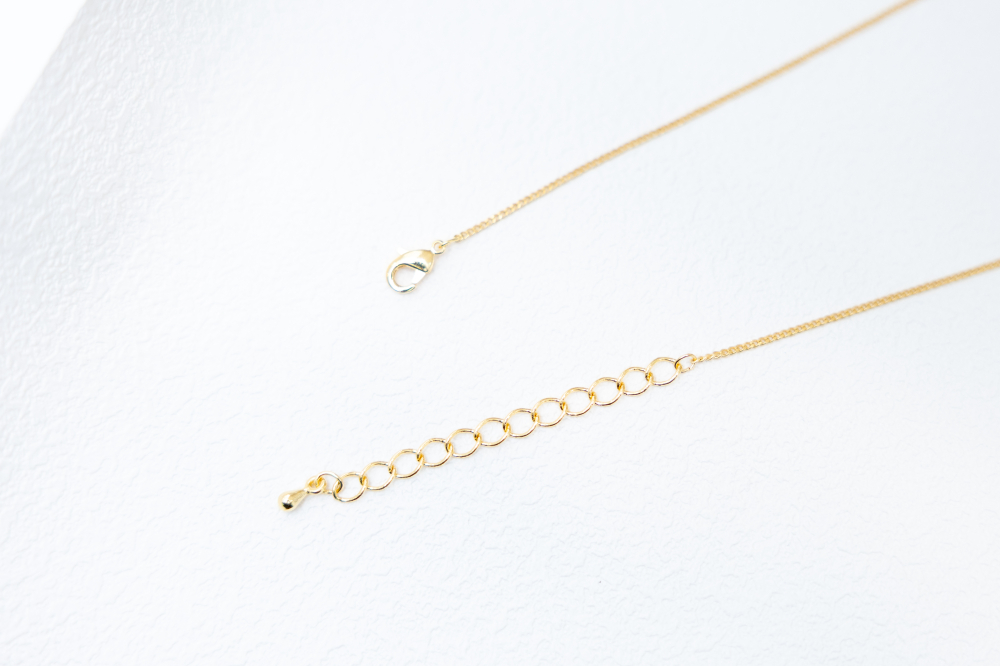 목걸이 垂掛金色圓勾單顆珍珠極細喜平鍊 / 金色