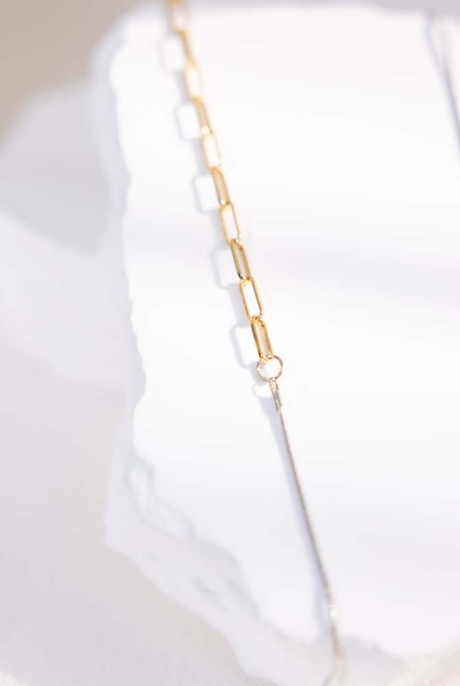 목걸이 金銀雙色橢圓鍊極細蛇鍊OT扣項鍊