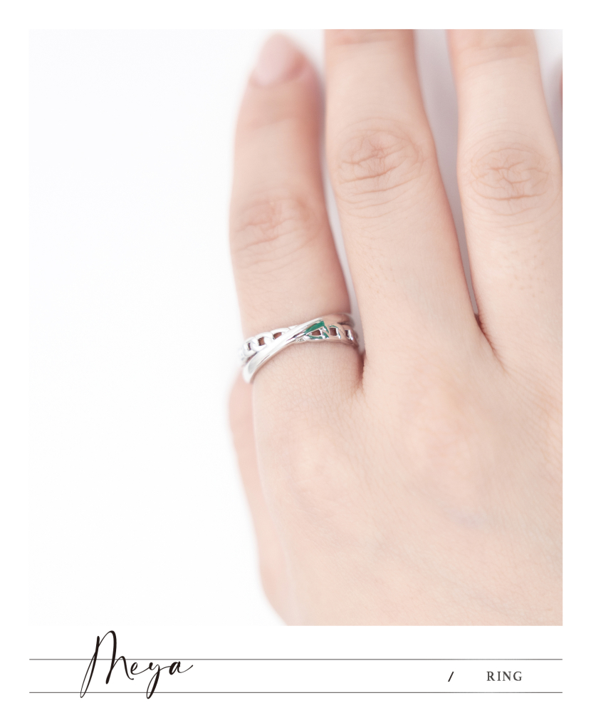 반지  鎖鏈樣式純線條交叉開口式戒指 / 銀色