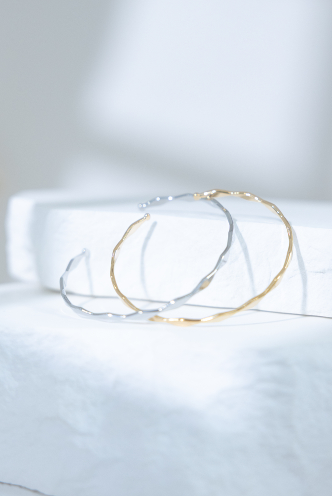 팔찌 細條菱形相連開口式手環 / 銀色