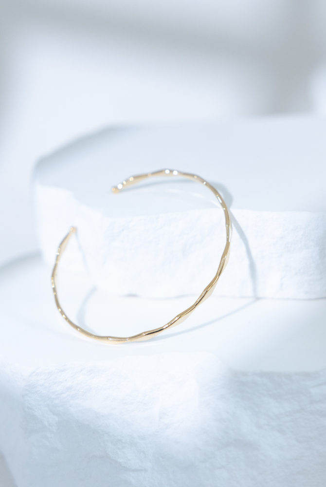 팔찌 細條菱形相連開口式手環 / 金色