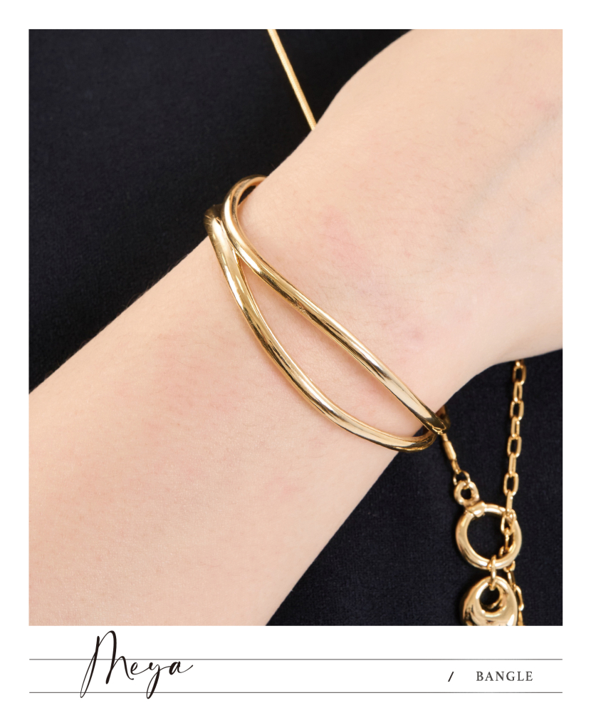 팔찌 兩線條並列開口式手環 / 金色