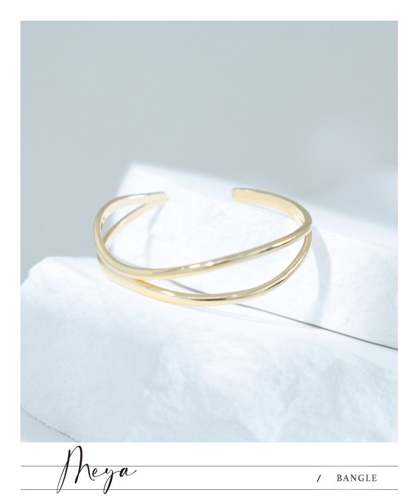 팔찌 兩線條並列開口式手環 / 金色