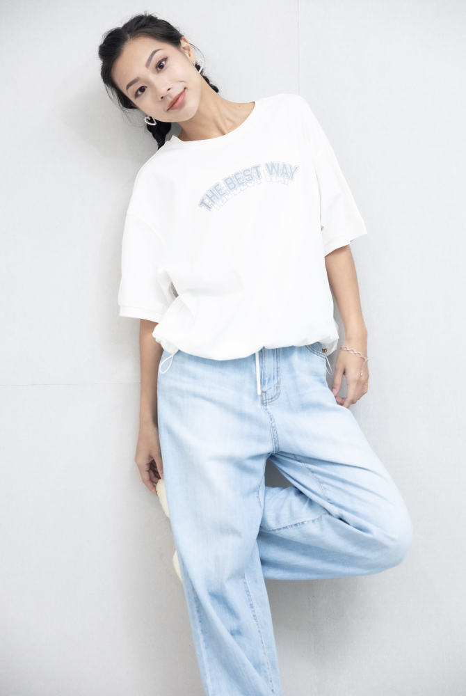 반팔 純白印字T/ 白色