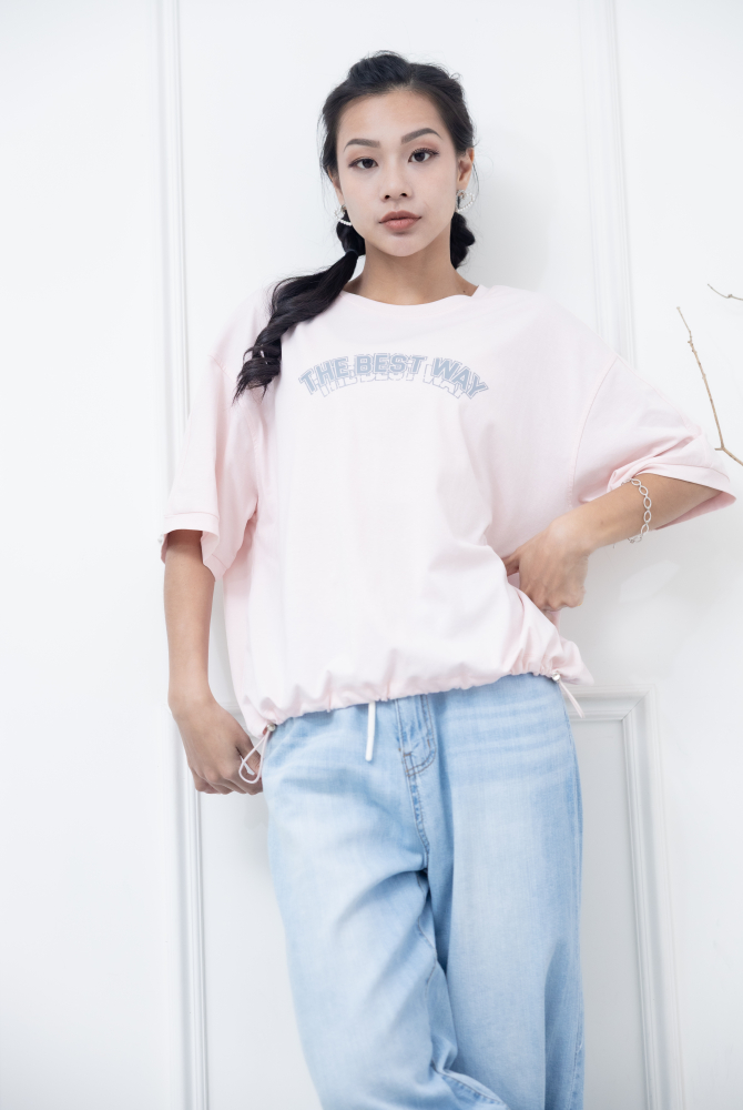 반팔 粉色印字T/ 粉色