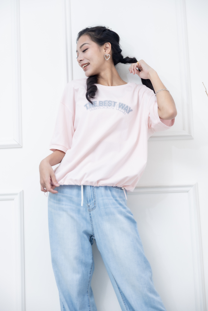 반팔 粉色印字T/ 粉色