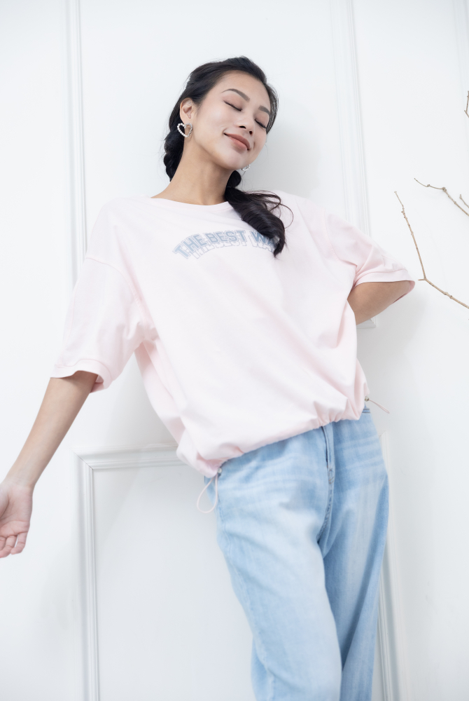 반팔 粉色印字T/ 粉色