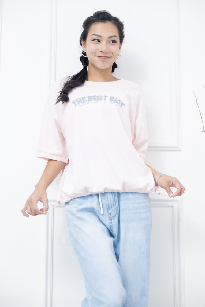 반팔 粉色印字T/ 粉色