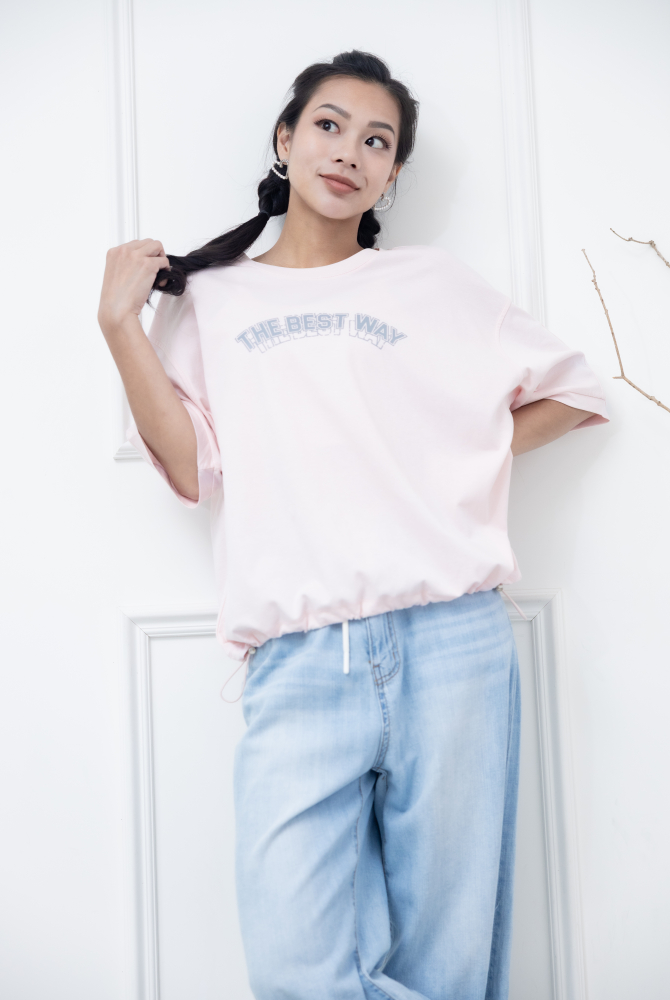 반팔 粉色印字T/ 粉色