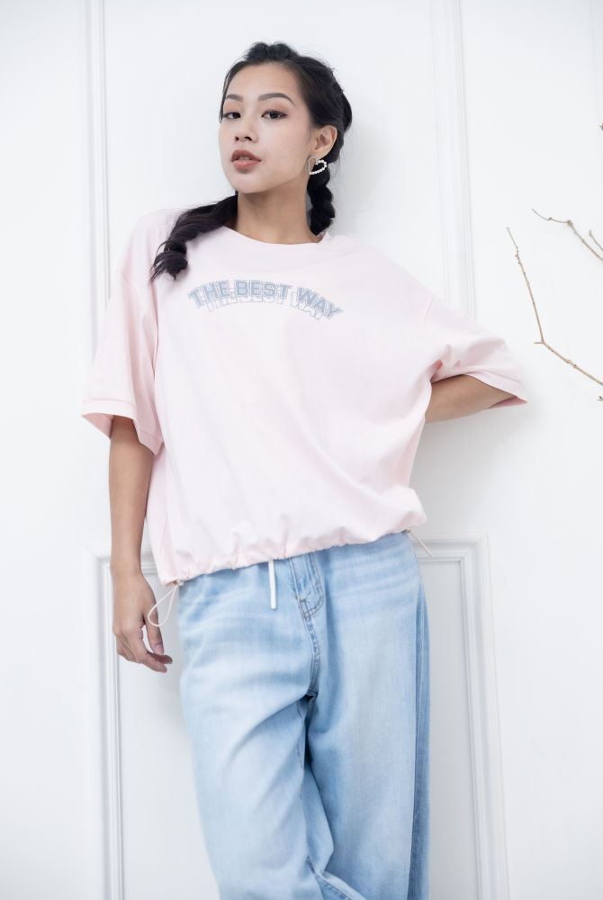 반팔 粉色印字T/ 粉色