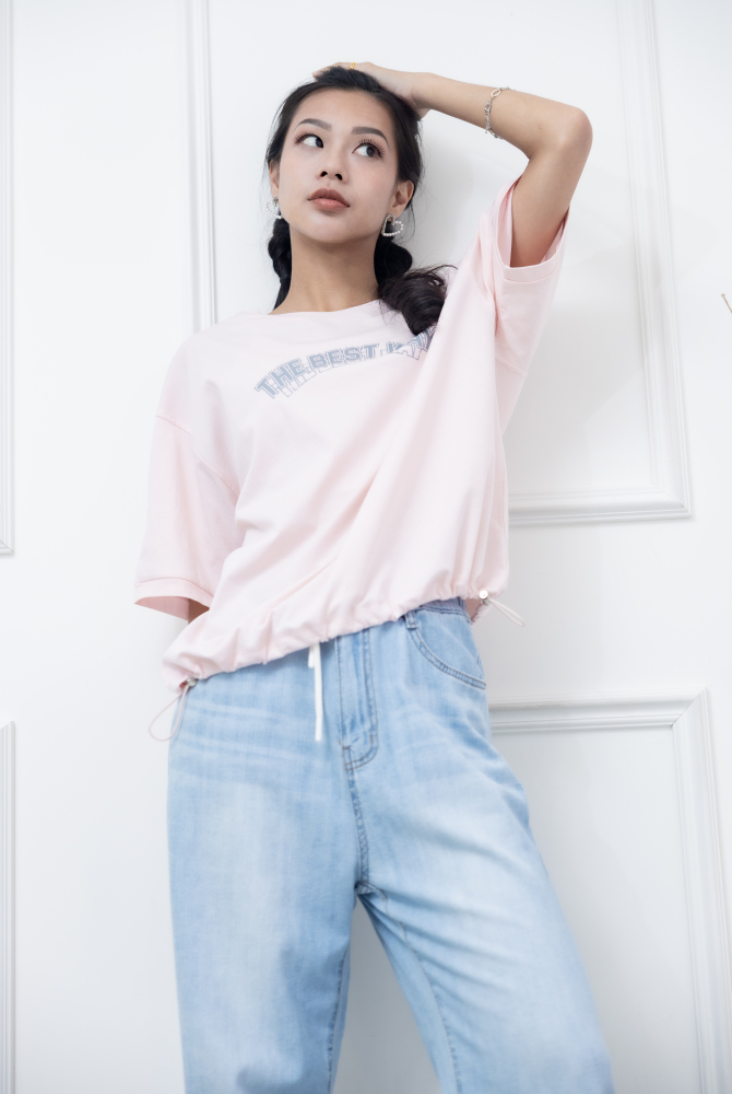 반팔 粉色印字T/ 粉色