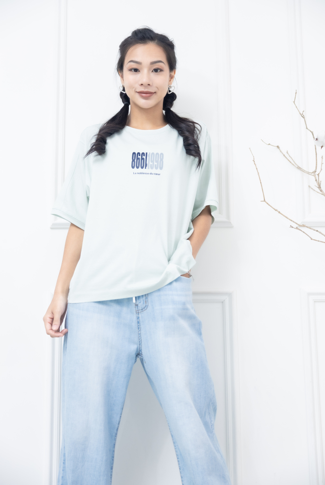 반팔 年代感數字綠T/ 薄荷綠色