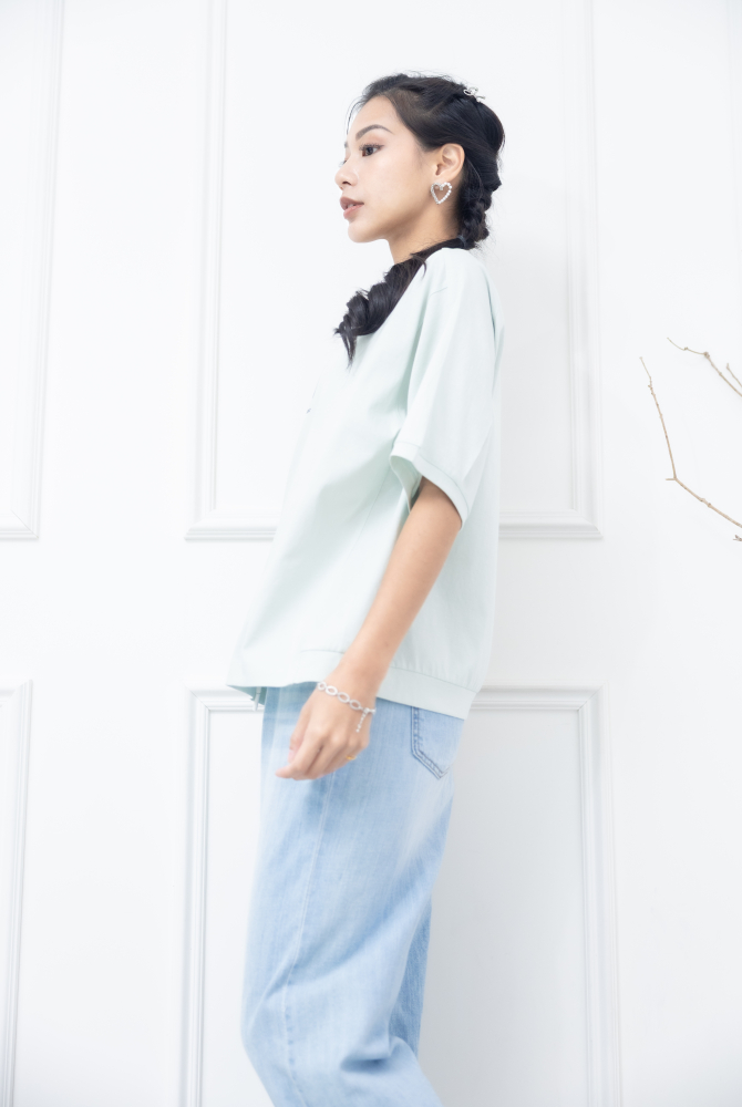 반팔 年代感數字綠T/ 薄荷綠色