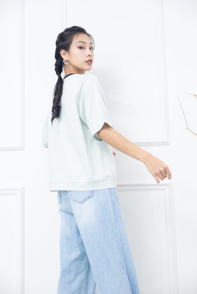 반팔 年代感數字綠T/ 薄荷綠色