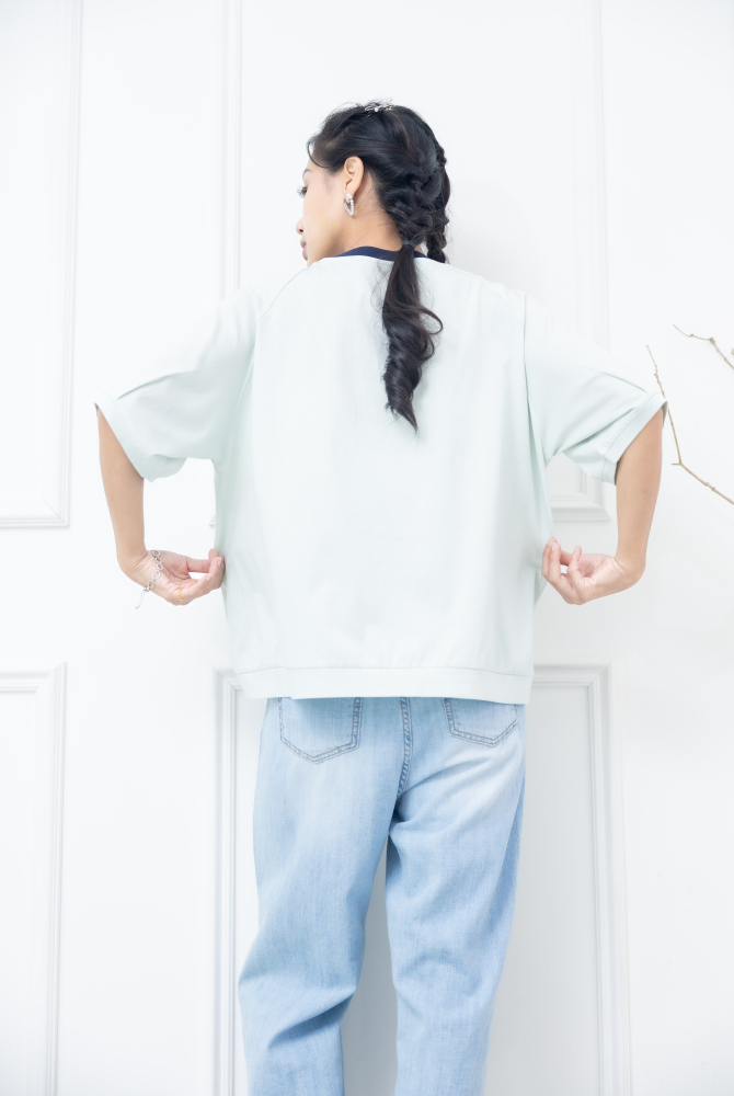 반팔 年代感數字綠T/ 薄荷綠色