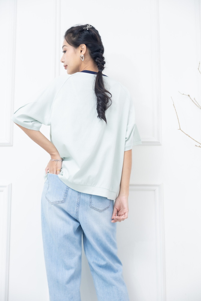 반팔 年代感數字綠T/ 薄荷綠色