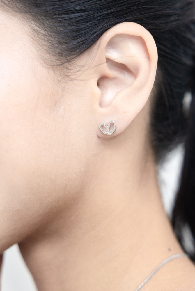 귀걸이 雙心耳環/ 銀色