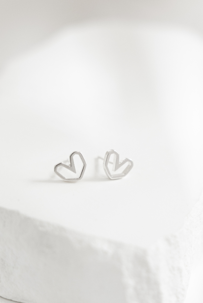 귀걸이 雙心耳環/ 銀色