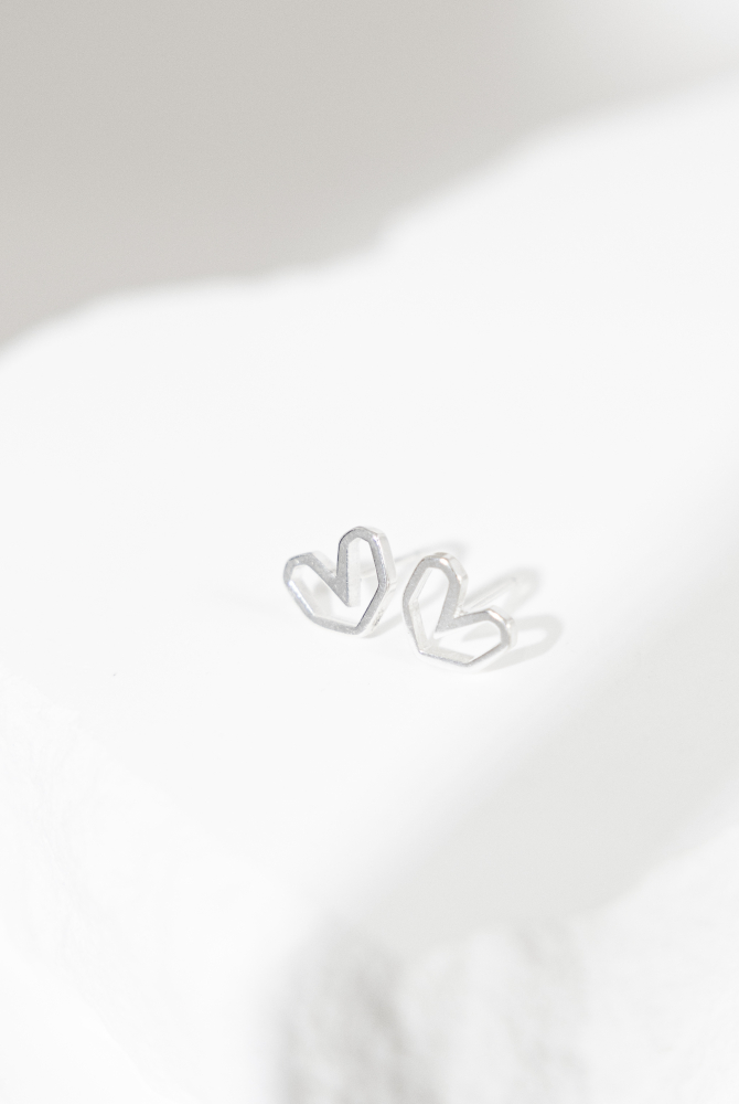 귀걸이 雙心耳環/ 銀色