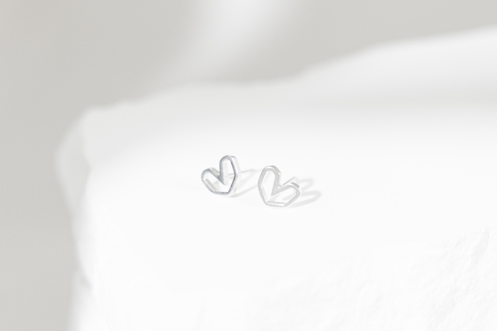 귀걸이 雙心耳環/ 銀色