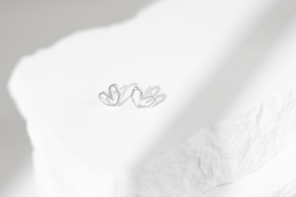 귀걸이 雙心耳環/ 銀色