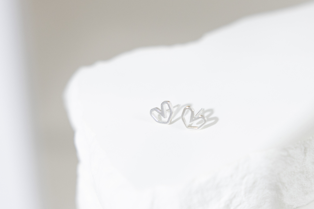 귀걸이 雙心耳環/ 銀色