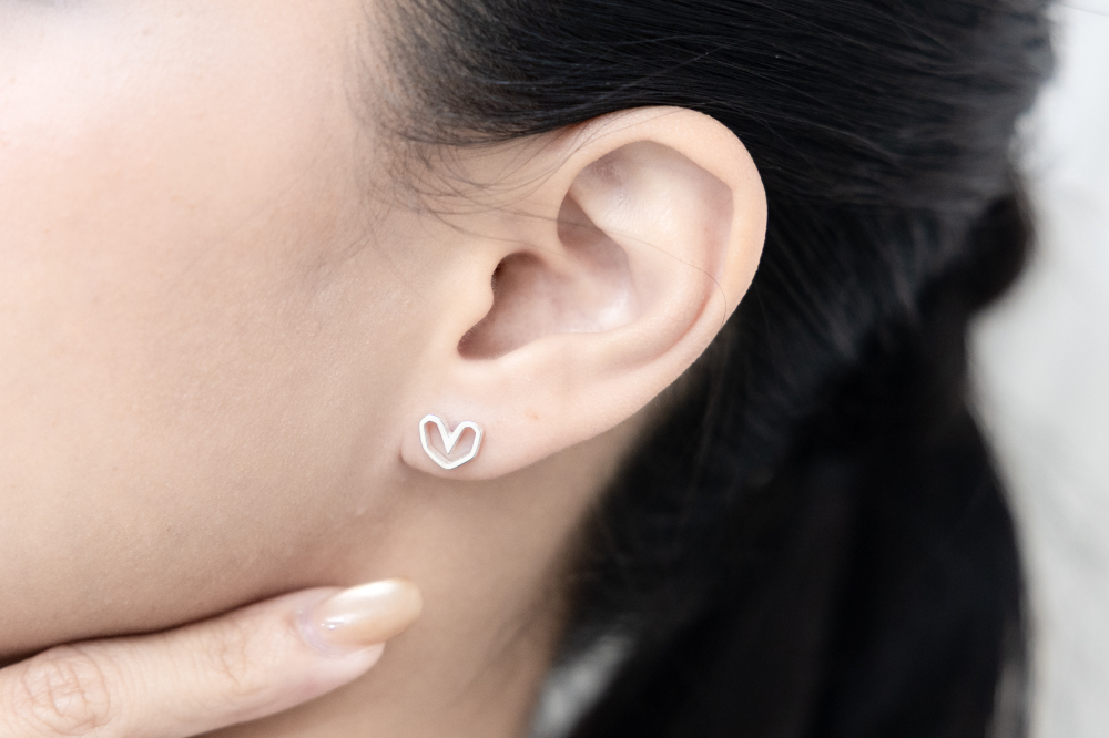 귀걸이 雙心耳環/ 銀色