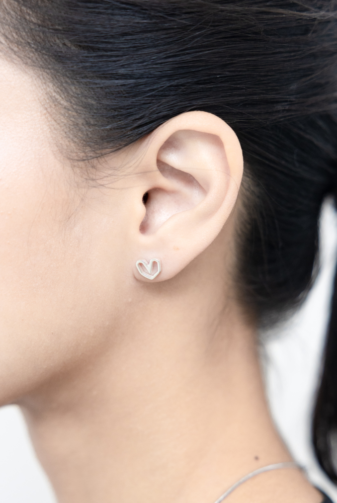 귀걸이 雙心耳環/ 銀色