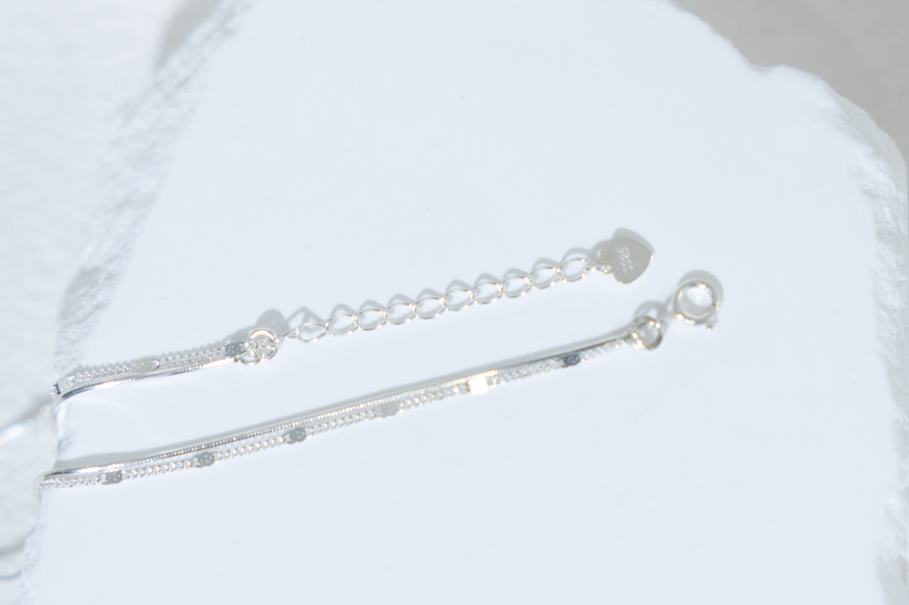 팔찌 雙層細練小圓片手鍊 / 銀色