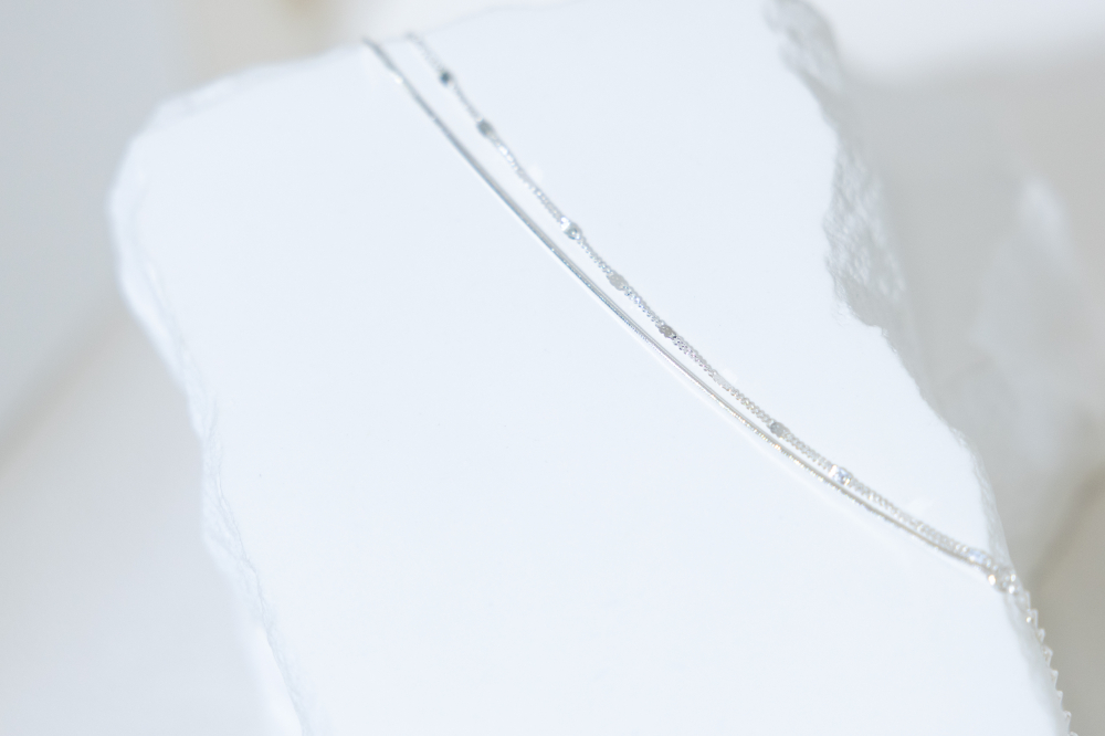 팔찌 雙層細練小圓片手鍊 / 銀色