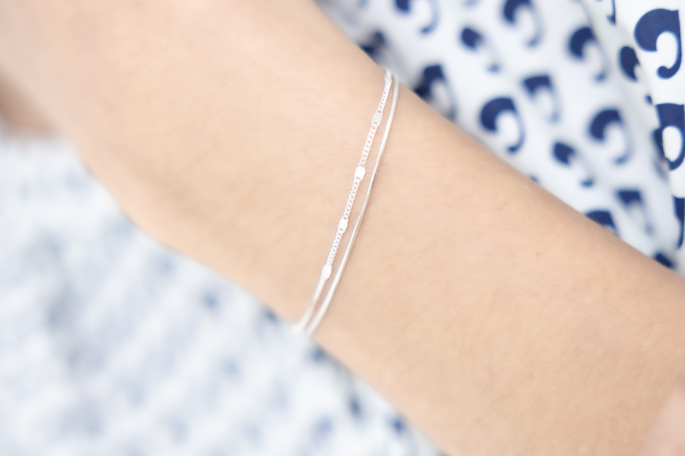 팔찌 雙層細練小圓片手鍊 / 銀色